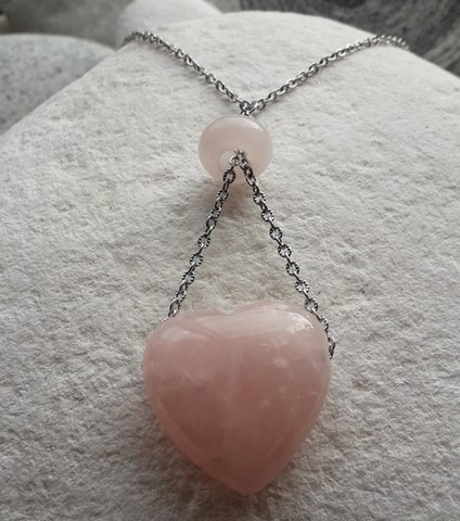 Pendentifs coeur en quartz rose 