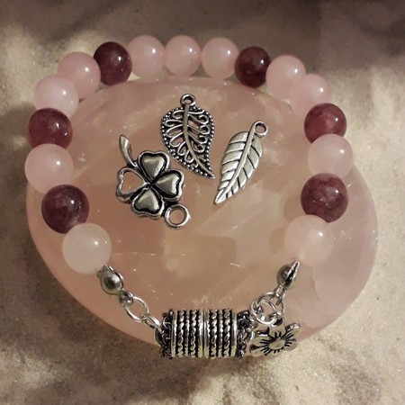 bracelets quartz rose et lépidolite 